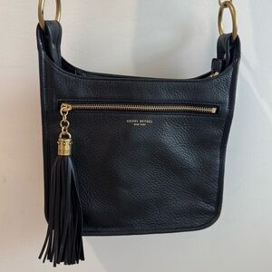 Henri Bendel Black Leather Dylan Tassel Mini Messenger Bag with Cole Haan Strap‎